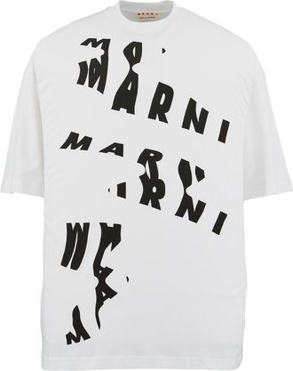 Marni Mens Scanned Logo T-Shirt In White