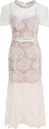 Self Portrait Lace And Tulle Midi Dress