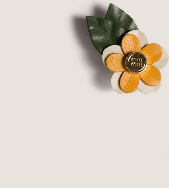Miu Miu Leather floral brooch