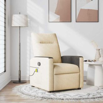 vidaXL Sill&oacute;n De Masaje Reclinable De Tela Crema Vidaxl