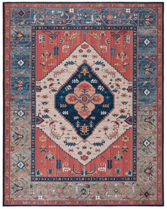 Safavieh Alfombra tradicional de poli&eacute;ster naranja/azul, 274 x 366 cm