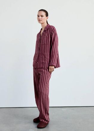 Mango Pantaloni pigiama righe bordeaux - Donna - S - MANGO