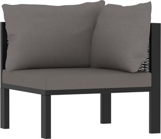 vidaXL Sof&aacute; Seccional Esquina Reposabrazos Izq. Rat&aacute;n Pe Antracita Vidaxl