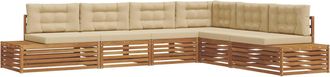 vidaXL 7 Uds. Conjunto De Sof&aacute;s De Exterior Natural Y Beige Vidaxl
