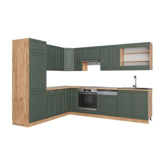Vicco Cocina Esquinera Fame-line, Green-gold Country/gold Power Roble, 227 X 287 Cm, Et Roble
