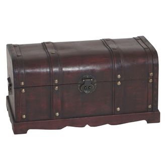 Hhg Hhg - Nunca Usado] Cofre Madera Cofre Madera Cofre Del Tesoro Valence Aspecto Antiguo 30x57x29cm, Redondo