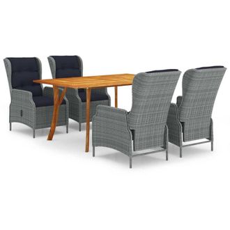 vidaXL Juego De Comedor Para Jard&iacute;n De 5 Piezas Gris Claro Vidaxl