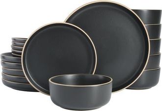 Gibson Home Zuma 18 Piece Dinnerware Set in Black at Nordstrom