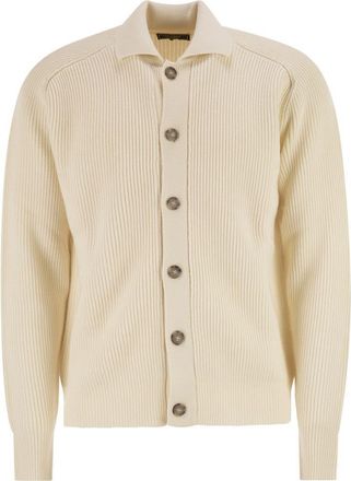 PESERICO Peserico Mens English Ribbed Wool Cardigan - Ivory - Size EU 50 (Mens)