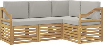 vidaXL Conjunto De Sof&aacute;s De Exterior 4 Uds. Blanco Y Gris Claro Vidaxl