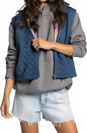 Thread & Supply Desiree Vest In Quilted Vintage Indigo