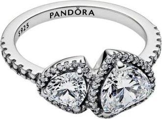 Pandora Sprankelende Halo Harten Ring - Dames - Ringen - Wit - 52 MM - Accessoires