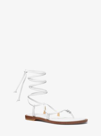 Michael Kors Khloe Embellished Leather Lace-Up Sandal