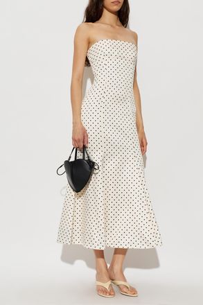 Rotate Satin Off-shoulder Dress, Womens, Cream