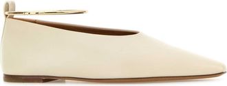 Jil Sander Womens Flat Ivory Leather Caprina
