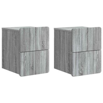 vidaXL Mesita De Noche De Pared 2 Pcs Gris Sonoma 33 X 34,5 X 43 Cm Vidaxl