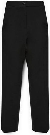 Elena Miro Broeken, Dames, Zwart, 4Xl, Polyester, Chino Broek in Viscose Blend Milano Steek