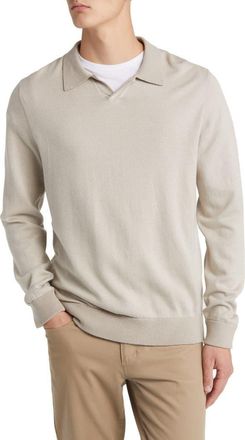 Vince Birds Eye Wool Blend Johnny Collar Top in Pumice Rock/Pearl at Nordstrom Rack, Size Xx-Large