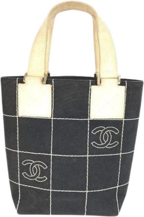 Chanel Pre-owned Vintage Tote Bag - Dames - Vintage Shopper - Zwart - ONE Size - Katoen - Vintage