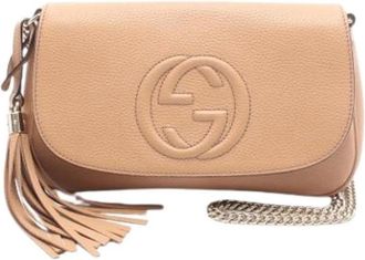 Gucci Pre-owned Cross Body Bags, female, Beige, Size: ONE SIZE Pre-owned Leather Cross Body Bag