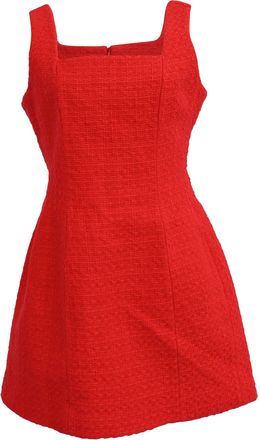 Maje Tweed Sleeveless Mini Dress in Red Cotton