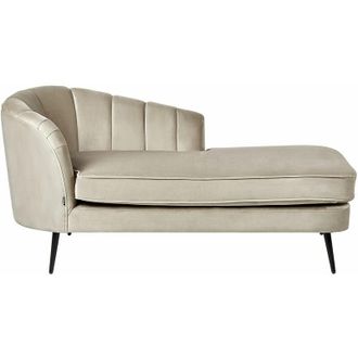 Beliani Beliani - Chaise Longue Sinistra in Velluto Beige e Gambe nere Allier