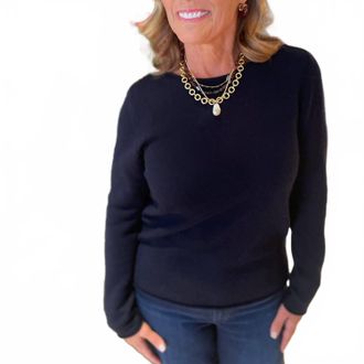 Repeat Organic Cashmere Crewneck Top In Navy