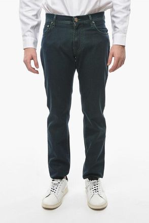 Corneliani ID LUXURY DENIM Embroidered Denims with Acid Wash 18,5cm size 31