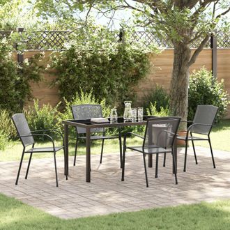 Berkfield Home 5 Piece Garden Dining Set Anthracite Steel