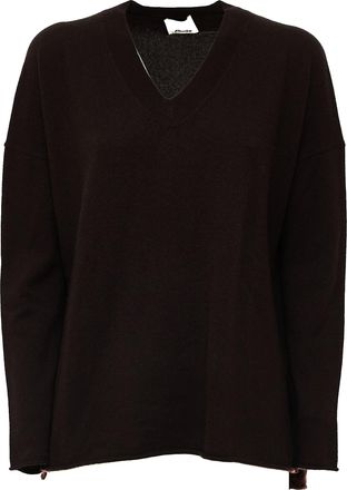 Allude V-Neck Oversized Side Slit Cashmere Sweater