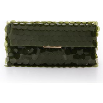 Badgley Mischka Kit Payette Sequin Envelope Clutch in Olivine at Nordstrom, Size Small
