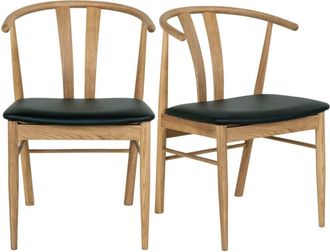 Moloo de comedor en roble macizo y PU negro (x2)