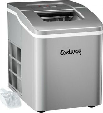 Costway Portable Countertop Ice Maker Machine with Scoop-Silver