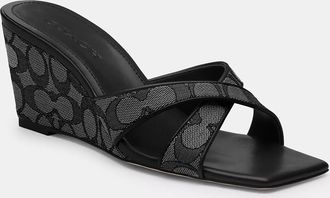 Coach Wedge Sandal In Signature Jacquard