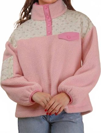 Very J Floral Fleece Pullover In Pink