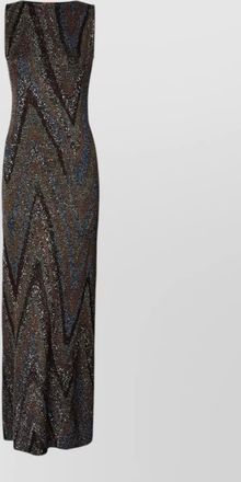 Missoni metallic-knit sleeveless chevron-print maxi dress