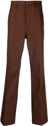 Valentino Garavani wide-leg tonal-stitch trousers - men - Cotton/Cotton - 50 - Brown
