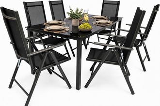 ebuy24 Vcm 7 Pcs Conjunto De Muebles De Jard&iacute;n Grupo De Asientos Grupo De Comedor 1x Mesa, 6x Sillas Mesa Dimensiones Aprox. Al. 76 X An. 189 X P. 90 Cm Sill