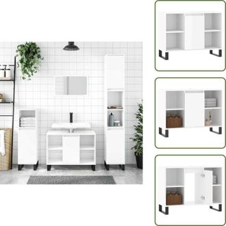 vidaXL The Living Store Armadietto Bagno Bianco Lucido 80x33x60cm in Legno Multistrato - Armadio da bagno