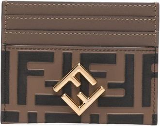 Fendi FF Diamonds leather cardholder - women - Calf Leather/Metal - One Size - Brown