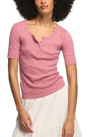 Lucky Brand Rib Henley Top in Mesa Rose at Nordstrom, Size Xx-Large