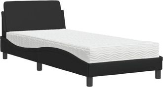 vidaXL Cama Con Colch&oacute;n Dover Cuero Sint&eacute;tico Negro 90x190 Cm Vidaxl