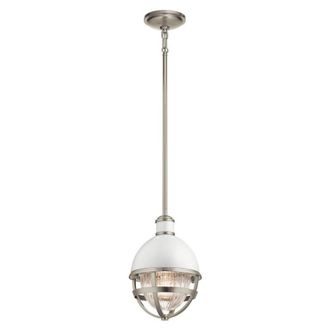 Netlighting Kichler Tollis Globe Pendant Ceiling Light Brushed Nickel & White in Grey