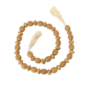 Foreside Home And Garden Ribbed Bead Garland Natural Wood & Cotton in Brown at Nordstrom, Size Medium