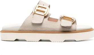 Hogan flatform-sole buckled sandals - women - Calf Leather/Calf Leather/Rubber - 40 - Neutrals