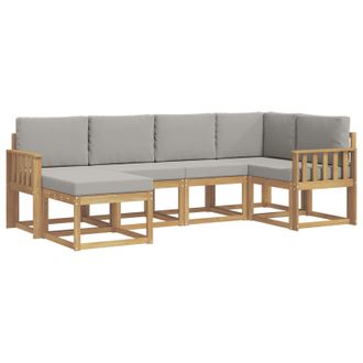 vidaXL Conjunto De Sof&aacute;s De Exterior 6 Pcs Blanco Y Gris Claro Vidaxl