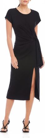 Fifteen Twenty Marisa Side Knot Midi Dress in Black at Nordstrom, Size X-Small