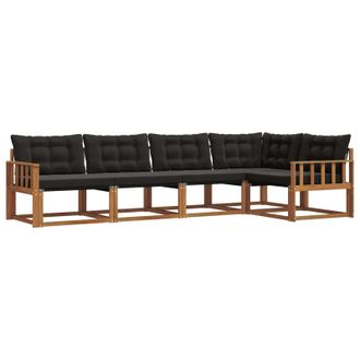 vidaXL Conjunto De Sof&aacute;s De Exterior Con Coj&iacute;n 5 Pcs Natural Y Negro Vidaxl