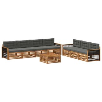 vidaXL Conjunto De Sof&aacute;s De Exterior 8 Uds. Natural Y Antracita Vidaxl