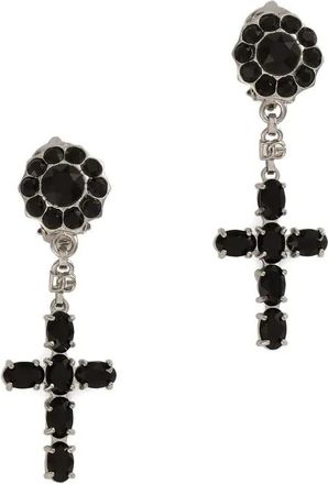 Dolce & Gabbana Oorclips met kruis - Zwart
